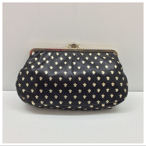 Vintage Handbags - {Vintage} Italian Leather Fleur de Lis Mini Clutch